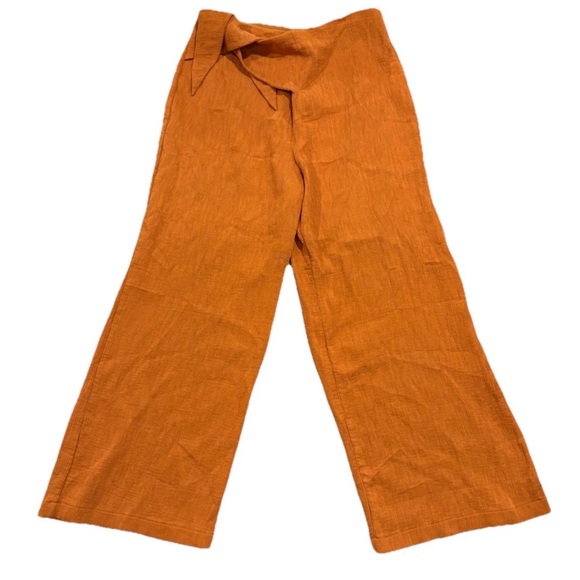 ASTR The Label Ribbed Wide Leg Crossover Tie Wrap Crop Asher Pants Sz Large - Picture 1 of 6